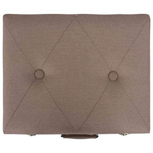 Banc de coffre moderne en tissu marron et finitions bois véritable