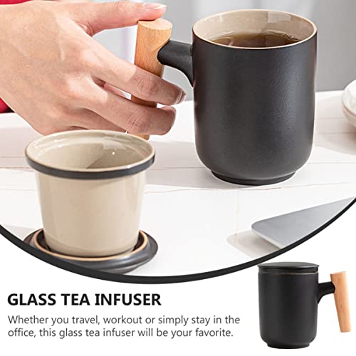 Ounona 3 Sets Bottle Gift Chinese Tea Wood Ceramics Office Capacity Leaf Strainer Juice Creative Black Home Delicate Teabag Drink Ceramic Infuser Wooden Hotel Mug Drinking Mugs Offices #TOP2