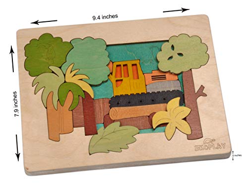 Rainforest Demolition Multilayered Wooden Puzzles for Kids, Multicolor - Image 4