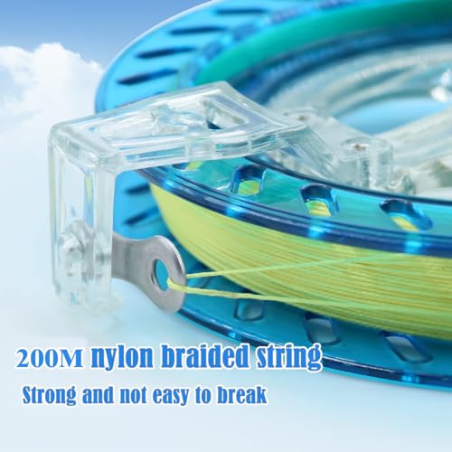 Ruayia Kite Rollenwickler Seilwinde mit 200m Drachenschnur, Professionelle Drachenrolle aus ABS Kunststoff, Robust & Leicht – Perfekt für Drachensteigen, Kinder & Erwachsene - 16cm Scheibe