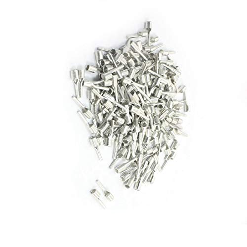 Aexit 200 Pcs Fasteners AWG16-14 Wire Connector Tube Head Uninsulated Biscuits & Plugs Pin Terminals