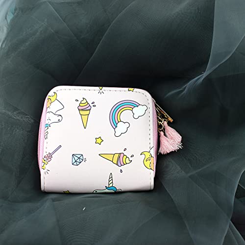 timlee Cute Girls Christmas Gift Pink Purse Unicorn Design Short Wallets Ice cream wallet Women Zipper Wallet(Pink icecream 0115)3