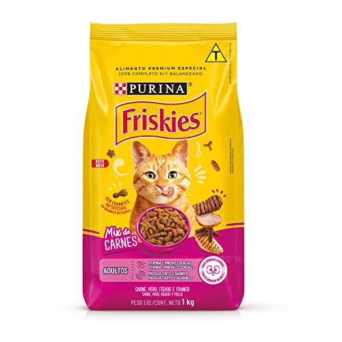 Purina Friskies Ração Friskies Seleção Saborosa Para Gatos Adultos Sabor Mix De Carnes - 1Kg Purina Para Todas As Fases - Sabor Carne