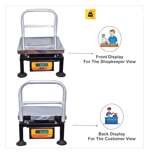 Image of Weighing Scale Maximum weight 100kg x 10g Weight Machine for Shop,12x12 inch for Kirana Shop, Kitchen Store and Factories Digital Computer kanda.789 (12x12 SS Pole) Color name - Black