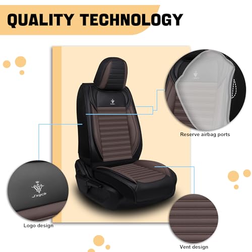Image of Car Seat Cover for Chevy Equinox 2005-2026 Full Coverage Nappa Leather Car Seat Protector, Fashion Anti-Slip Waterproof Breathable Easy to Install, Auto Interior Accessories(Front Seat,Black&Coffee)