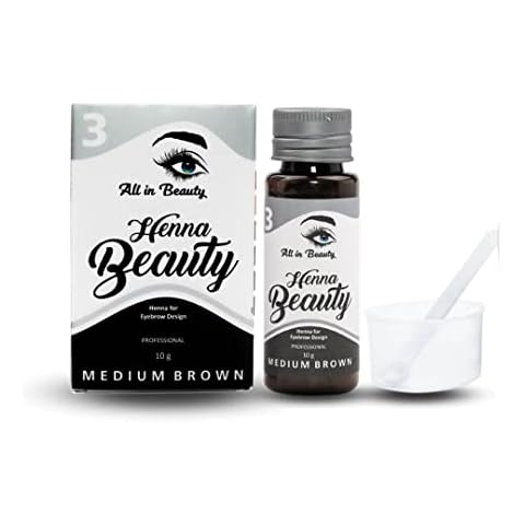All in Beauty Henna for Brow Coloring and Tinting, Made from Natural and Harmless Ingredients, Tint your Brows, Long Lasting and Waterproof (Medium Brown) Cover