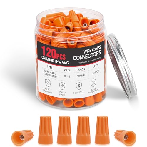 Image of Nilight 120PCS Orange Wire Connectors Kit 18-16 AWG Electric Wire Caps Insulating Insert Twist Electrical Wire Terminal with Spring for Connect Electrical Wiring Automotive Car Truck Boats Marine