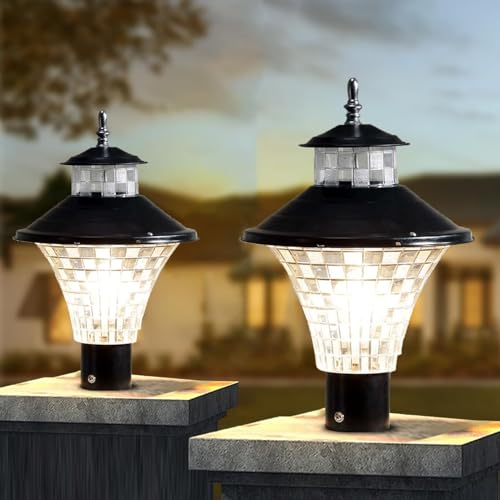 Image of SINOMAN Metal and Polycarbonate Gate Light for Home Waterproof | Lamps for Main Gate | Outdoor Garden Light | Pillar Lights (GL Jalwa BLK, Pack of 2) Bulb Not Included