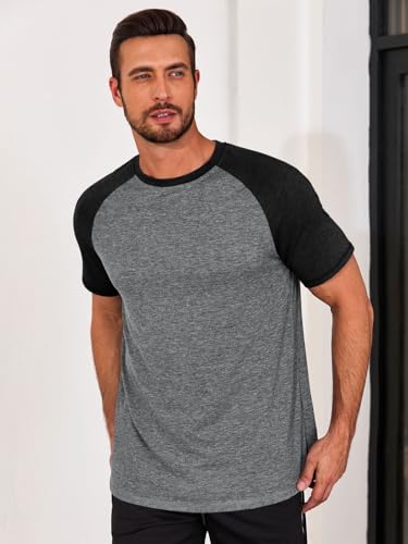Runcati Mens Casual Slim Fit T Shirts Raglan Short Sleeve Crewneck Baseball Tees Color Block Workout Fashion Shirt2