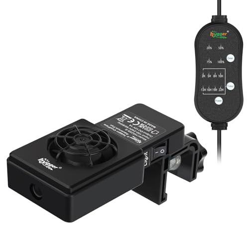 hygger Small Aquarium Cooling Fan Quiet Fish Tank Chiller with Adjustable Speed & Timer Aquarium Cooler for Axolotl Tank/Terrarium/Saltwater/Freshwater Accessories Up to 5 Gallon