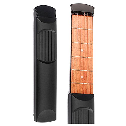 Guitare de poche portable 6 frets Modèle en bois 6 cordes Guitar Trainer pour débutants