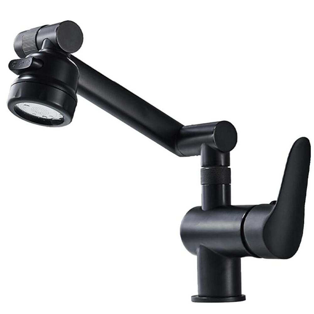 VDOQTLJT Brass Bathroom Faucet Rotation Hot and Cold Multi-Function Faucet-Black(Nero)