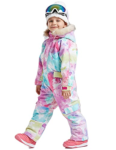 Image of Kids Girls Boys Waterproof Colorful One Piece Snowsuits Coveralls Ski Suits Jackets Winter Jumpsuits
