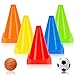 Kuqqi 7 Inch Plastic Agility Cones 20 Pack Set, Indoor/Outdoor Sports Soccer Flexible Cone for Training, Party, Activity, Traffic(Multicolor)