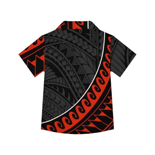 GLUDEAR Boys Girls Hawaiian Shirts Polynesian Printed Funky Short Sleeve Button Down Aloha Luau Shirt2