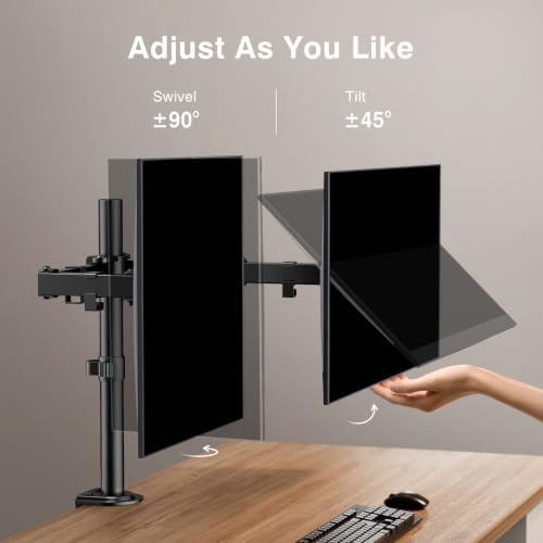 ErGear Dual Monitor Desk Mount, Fully Adjustable Dual Monitor Arm for 2 Computer Screens up to 32 inch, Heavy Duty Dual Monitor Stand for Desk, Holds up to 17.6 lbs per Arm, EGCM1 - 3