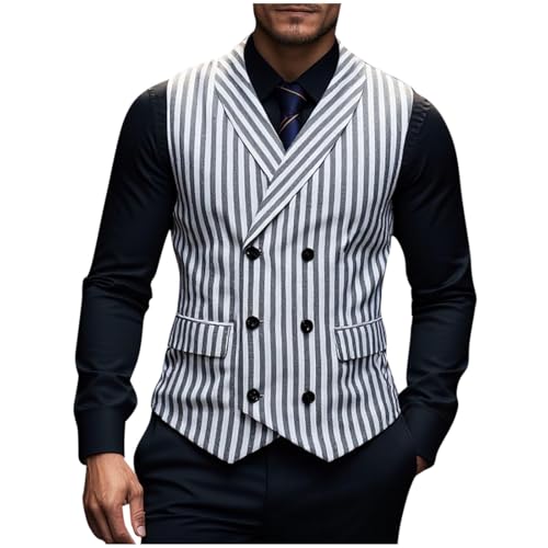 Double Breasted Vest Men Vintage Tuxedo Business Casual Dress Suit Vests Classic Herringbone Prom Outfits Work Vest