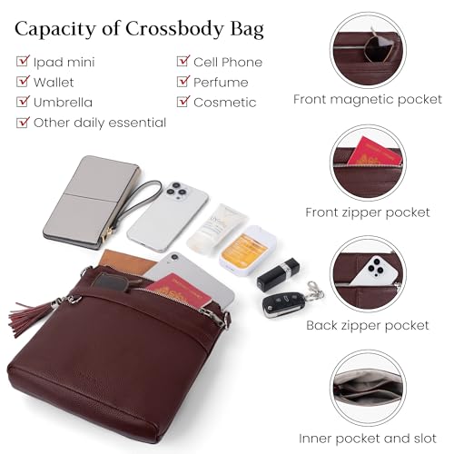 befen Genuine Leather Crossbody Purses for Women, Womens Medium Cross Body Bags Handbag Shoulder Purse with Adjustable Straps3