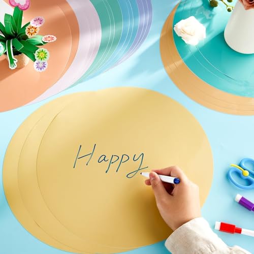 gisgfim 24PCS Dry Erase Dots 12 Inch Whiteboard Marker Wall Decor Removeable Circle Sticker Spots Writing Spots Set for Classroom Table Teachers Students School Supplies (Pastel) - Image 3