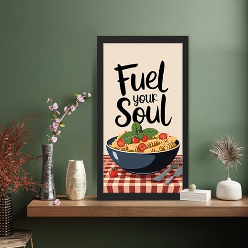 Image of NoWorries Wall art framed painting food posters for cafe decor (Synthetic wood frame) inch300 GSM premium art HD prints inch Wall painting for Home & Kitchen Decor (Pattern illustration)( Set of 1, Framed Painting) (BLACK, ART-11, 10X19INCHES)