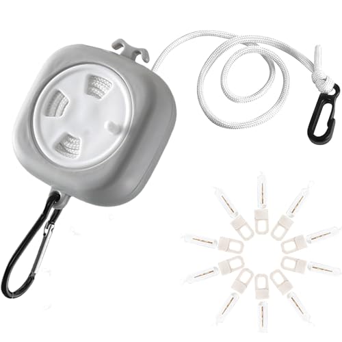Domigard Stendibiancheria Estensibile,10m Filo Stendibiancheria per Esterno,con 10 Fibbie Fisse e 10 Mollette Antivento, Corda da Bucato Esterno Portatile per Balcone Campeggio e Giardino