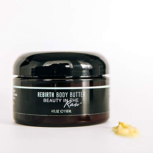 100% Natural, Organic, Vegan Wet Skin Moisturizer for Dry Rough Bumpy Sensitive Skin: hydrate, repair, protect, heal, soften, smooth | Rebirth Whipped Body Butter by BEAUTY IN THE Raw (4 fl oz)