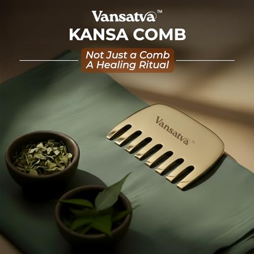 Image of Pure Kansa Comb - Ayurvedic Bronze Scalp Massage Tool for Relaxation, Improved Circulation & Root Stimulation | Handcrafted Natural Comb for Healthy-Looking Hair & Scalp Wellness