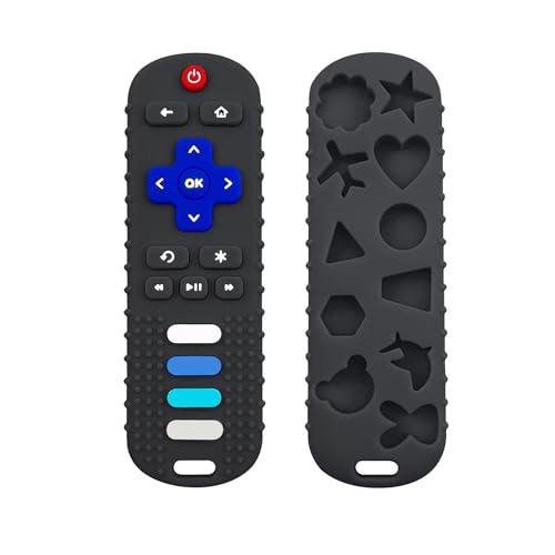 Image of YAPROMO Babay Teething Toys,Reomte Teether Toys, Silicone Chew Toy for Babies 18+ Months, Remote Control Shape Teething Toys, Early Educational Toy BPA Free & Refrigerator Safe (Black03)
