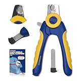 Pethroom ペスルーム プロ用 犬 爪切り 透明ガード＆爪やすり付き｜切断長さ1〜3mm調整可｜ステンレス製で丈夫｜深爪防止設計