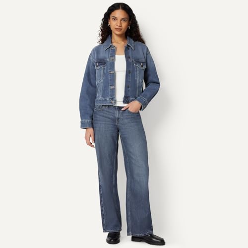 Image of Amazon Essentials Women's Low Stretch Relaxed-Fit Cropped Denim Jacket