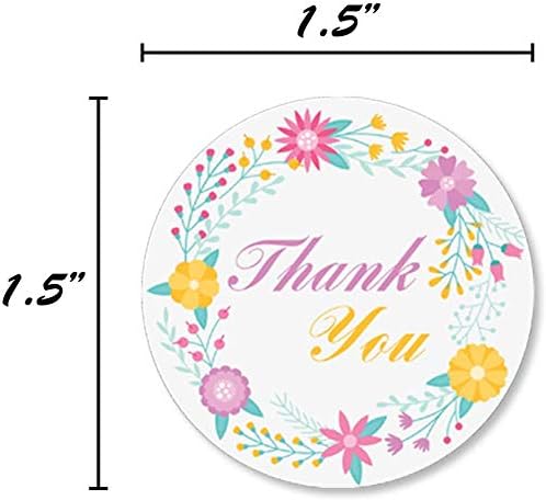 500Pcs Handmade Floral Thank You Stickers Roll, Round Adhesive Labels with Flower, for Gifts Cards Wedding - Image 4