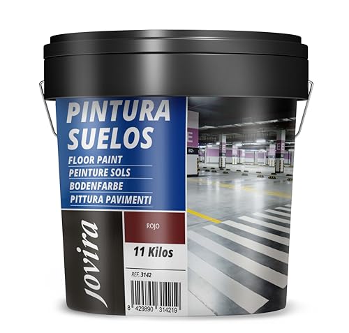 JOVIRA PINTURAS Pintura Suelos, Garajes y Pavimentos Deportivos -11 KG- en general, acabado Mate. Protege y decora las superficies de hormigón, cemento y asfalto. (11 Kg, Rojo) A-17D