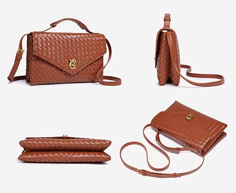 Woven Purses for Women Elegant PU Leather Woven Top-handle Bag Tote Crossbody Shoulder Bag for Work Vacation4