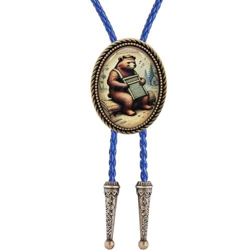 Image of Jeilwiy Bolo Tie for Men Western Cowboy Gothic Bolo Tie Necklace Halloween | Glow in Dark Bolo Tie for Men Women, 3D Halloween Bolo Tie, Gothic Western Ties, String Ties for Men Rodeo Leather Necktie