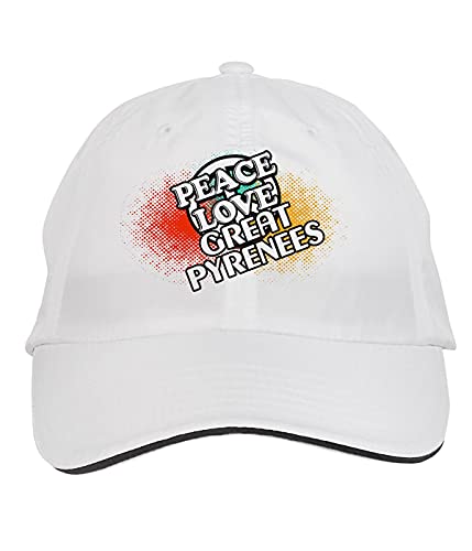 Gorra ajustable Peace Love Great Pyrenees blanca miniatura 1