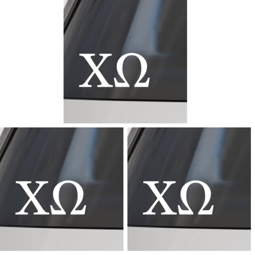 Image of Sorority Shop Chi Omega Car Decal Sticker- Greek Letters Design, Officially Licensed Chi Omega Sorority Window Sticker (Pack of 3)