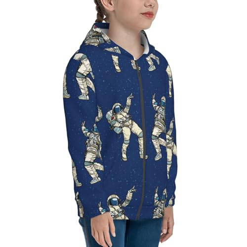 Disco party Astronaut Dancing Kids Pullover Hoodies Boys Zip Up Sweatshirts Girls Athletic Clothes with Pocket4