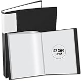 JIKIOU A3 Folder with Clear Plastic Sleeves, 40 Pockets Art Portfolio Presentation Folder 80 Views Storage Book for Painting Artwork, Black