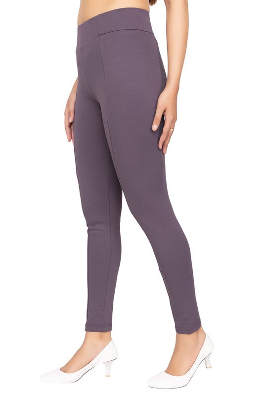 Image of Mlada Slim Fit Jeggings with Elastic Waist Band for Women Office Work Formal Wear Trousers Stretch Cotton Knit High Waist Skinny Fit Jeggings Lycra Pants Travel Comfort Jeggings