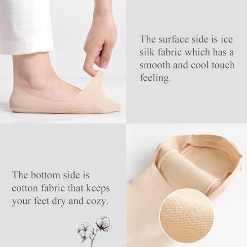 JaosWish No Show Socks Womens for Flats Loafers，No See Footies Nylon Non Slip Invisible Liner Thin Silk Sock 6 Pairs4