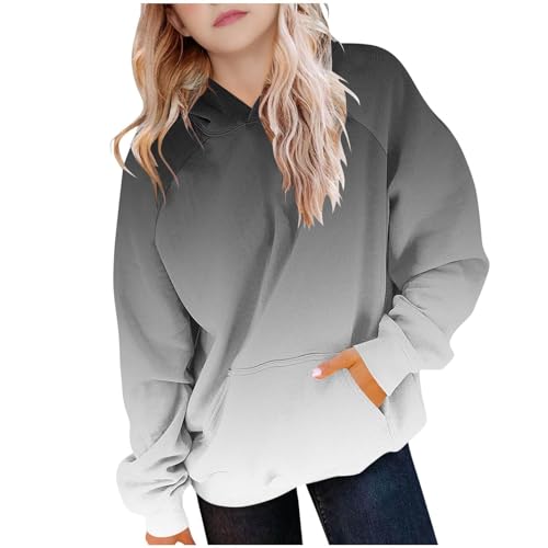 Cute Hoodies for Girls Trendy Preppy Hooded Sweatshirts Oversized Long Sleeve Shirts Gradient Clothes for Girls