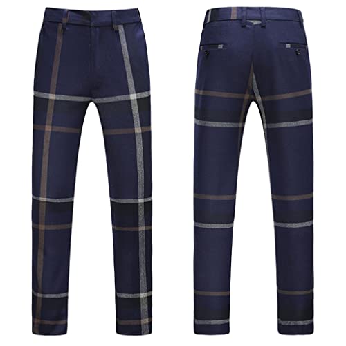 Suit Trousers Waistcoat Three Piece Suit Men's Business Casual Three Piece Check Suit Jacket Trousers Waistcoat(Asian M is EUR XS)3