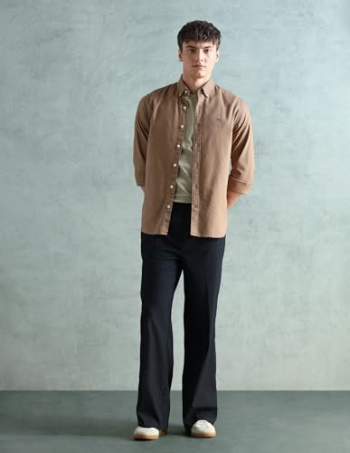 Image of Arrow Sport Solid Slim Fit Cotton Shirt for Men - Full Sleeve Mens Casual Shirts