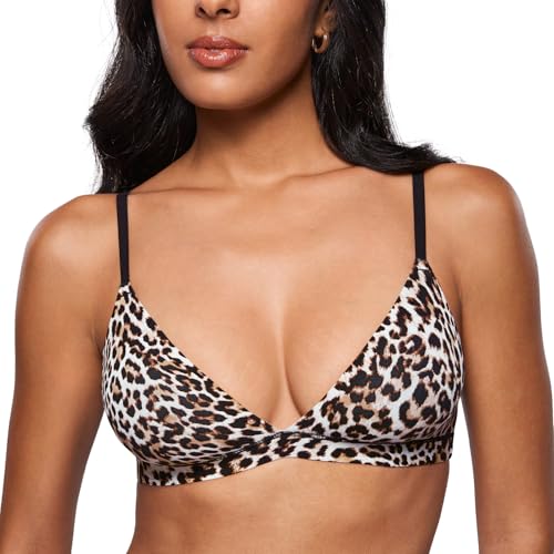 Image of INLYRIC Women's Inbarely Triangle Bralette Plunge Unlined Seamless Bra No Underwire Sexy Comfortable Everyday