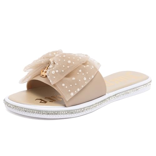 Image of Juicy Couture Women's Slide Sandals - Glitter Bling Open Toe Sparkle Flats - Dressy Summer Casual Footwear