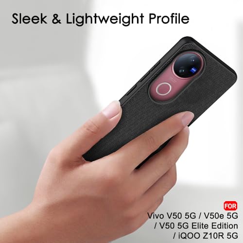 Image of TheGiftKart Back Cover Case for iQOO Z10R 5G / Vivo V50 / V50e 5G / Vivo T4R 5G | Slim & Lightweight | Ultra-Premium Design | Camera Protection Bump | Fabric Texture Case Cover (PC & TPU, Black)