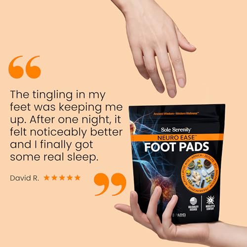 Image of Sole Serenity NeuroEase Overnight Foot Pads for Relaxing Soreness After a Lng Day, Tingling, Agitated Legs and Feet | For Long Days Sitting, Standing or Walking, Comfort for Tired, Overworked Feet & Legs, Arnica,Magnesium, MSM