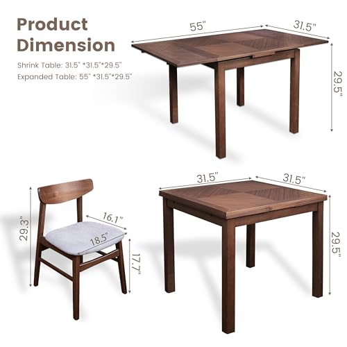 Image of CONSDAN Dining Chairs Set of 2, Solid Wood Structure, Comfort Cushion, Easy Assmeble- Space-Saving Design, Ideal for Compact Dining Space and Expands for Larger Dining Areas