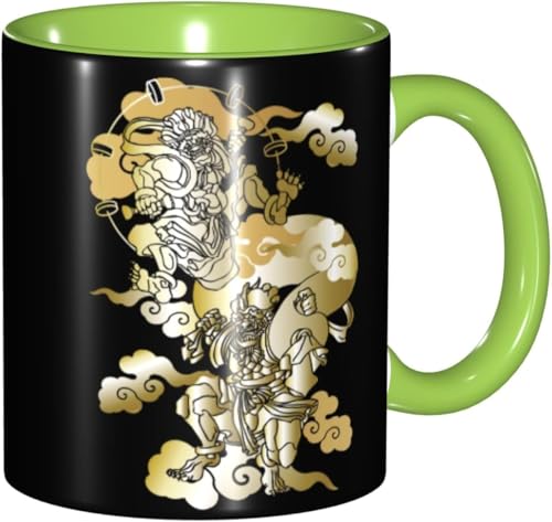 マグカップ 風神と雷神 浮世絵 和風 コーヒーカップ 陶器 330ml おしゃれ 可愛い 食器 コップ 耐熱 電子レンジ対応 お茶 ミルク 大容量 軽量 オフィス 家用 誕生日 記念日 プレゼント 箱入り