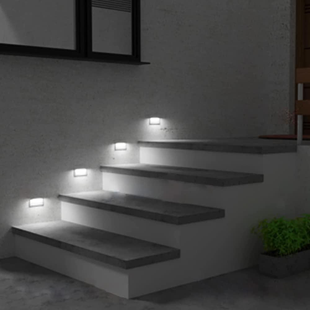Kit 10 Faretti segnapasso da esterno lampada da muro luce cct bianco caldo bianco naturale freddo IP65 LED 5w 300 Lumen ad incasso per scatola cassetta 503 scale giardino viale gradini (Bianco)